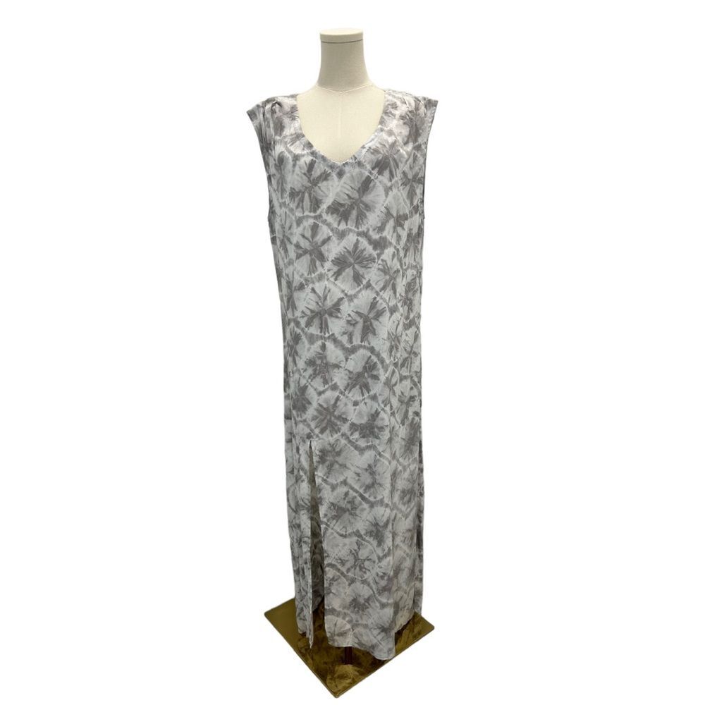 Alternative Grey White Starburst Tie Dye Maxi Dress L Hippie Boho Flowy